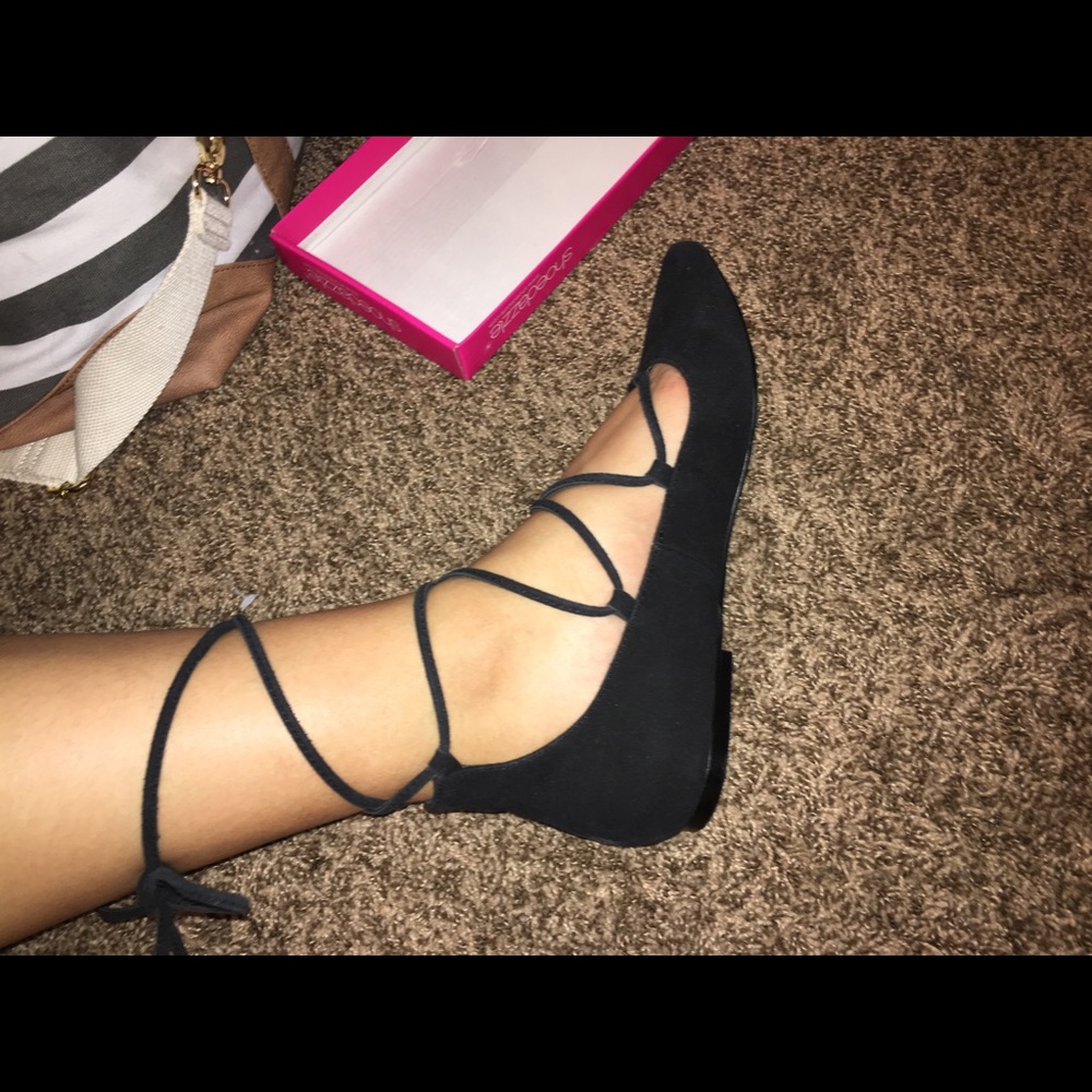 Lace up pointed flats